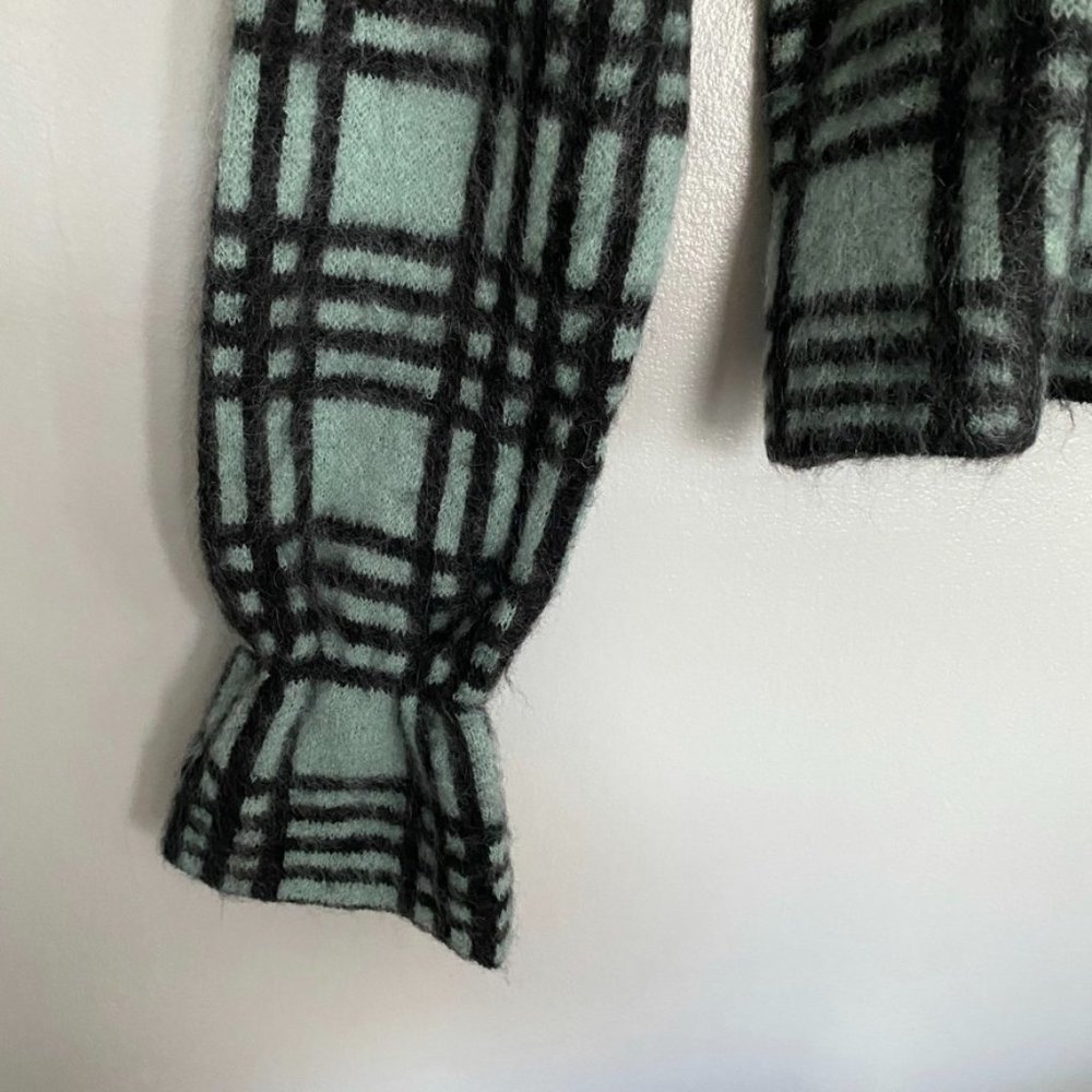 ZARA wool mohair sweater NWT green black S ruffle shoulder soft - Picture 7 of 13
